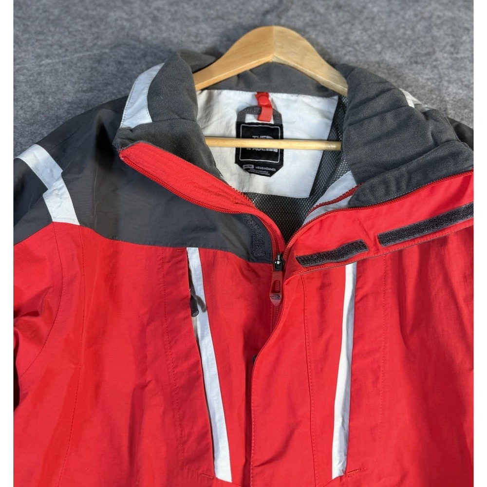 The North Face Mens Hooded Jacket Red Gray Reflective Zip Outdoor Winter - Picture 2 of 9